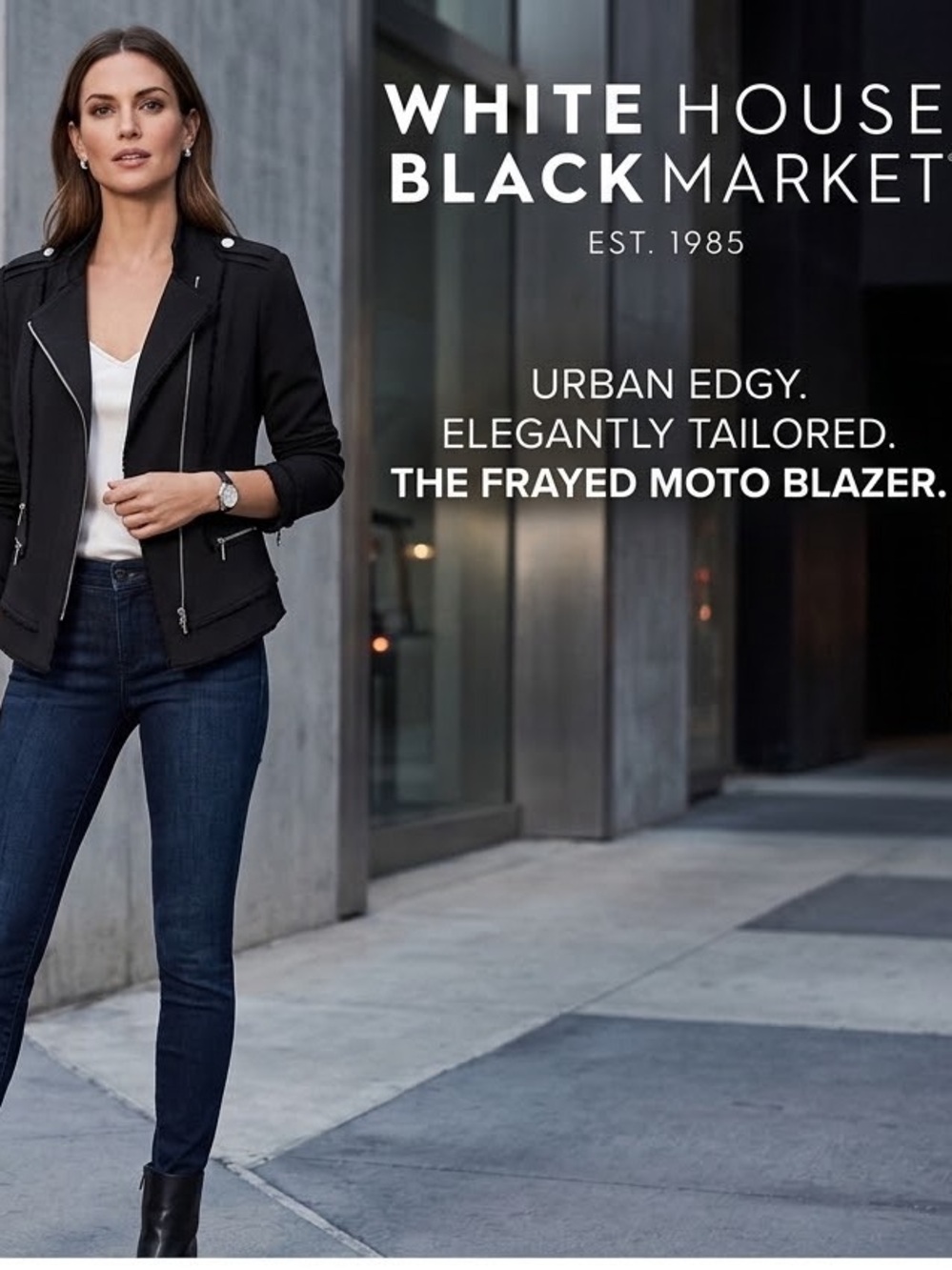 White House Black Market Black Moto Jacket with Zip Accents